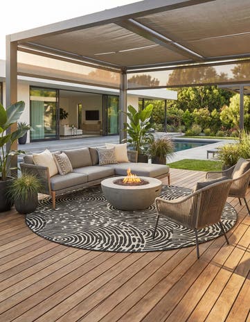 12' x 12' Easy-Clean Modern Indoor / Outdoor Round Rug