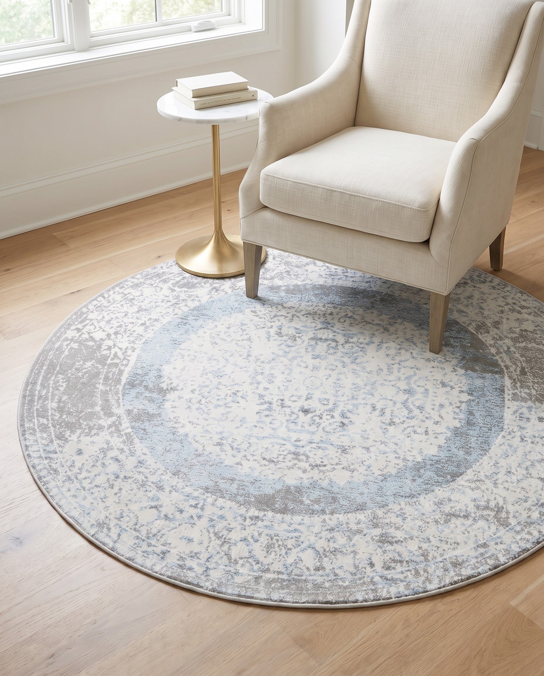 4' x 4' New Vintage Round Rug