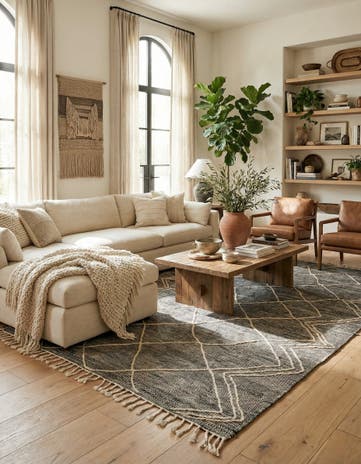 6' 5 x 10' 3 Hand Knotted Moroccan Wool Rug