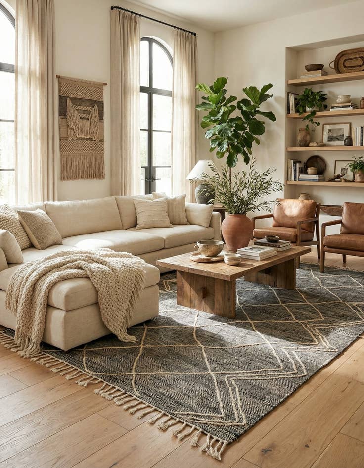 Detail image of 6' 5 x 10' 3  Hand Knotted Moroccan Wool Rug