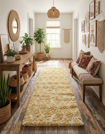 Yellow Moroccan Shag Runner Rug