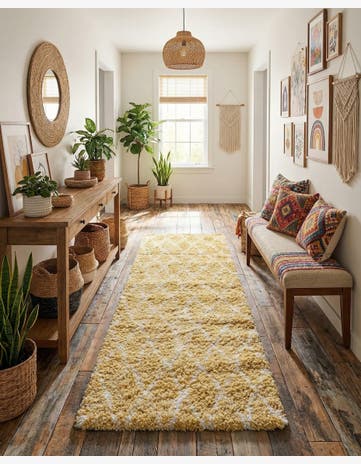 Yellow Moroccan Shag Runner Rug