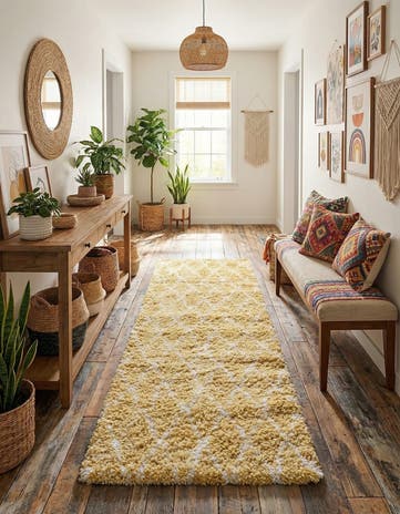Yellow Moroccan Shag Runner Rug