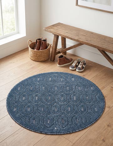 3' x 3' Easy-Clean Trellis Textured Indoor / Outdoor Round Rug