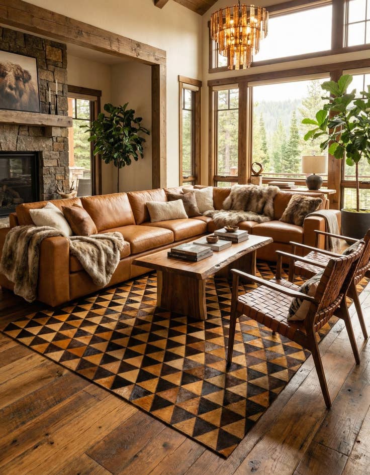 Detail image of  5' 3 x 8' 1 Cowhide - Patchwork Rug