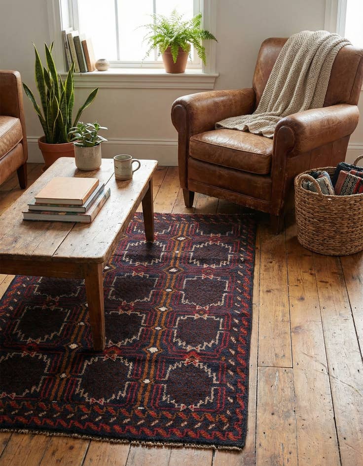 Detail image of 2' 10 x 4' 5  Hand Knotted Balouch Persian Wool Rug