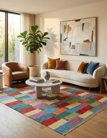 6' 6 x 9' 10 Hand Woven Kilim Modern Wool Rug