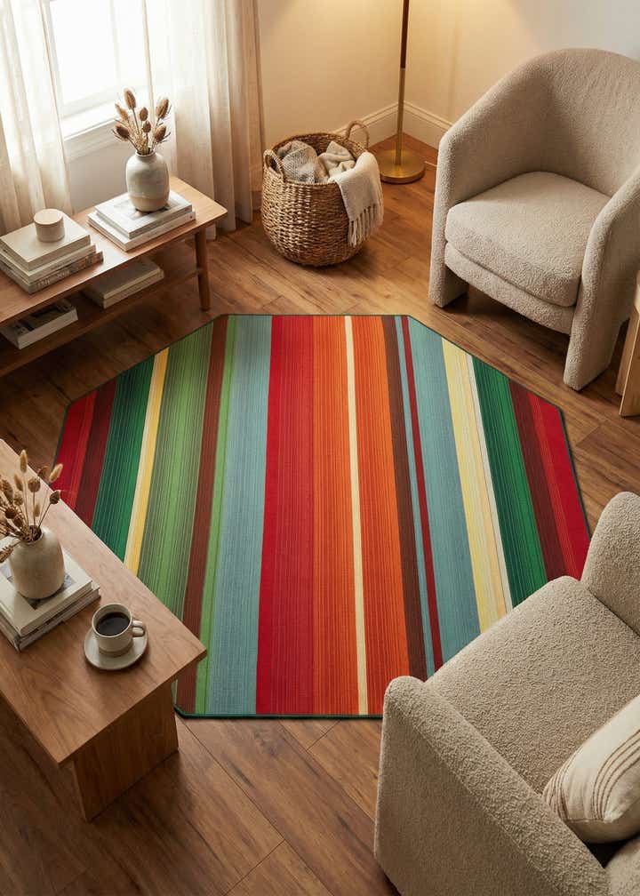 7' x 7' Easy-Clean Modern Indoor / Outdoor Octagon Rug
