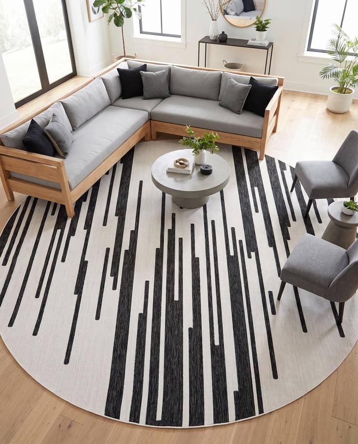 Detail image of 12' x 12' Easy-Clean Modern Indoor / Outdoor Round Rug