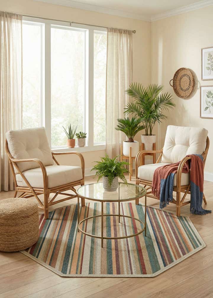7' 10 x 7' 10 Easy-Clean Baja Indoor / Outdoor Octagon Rug