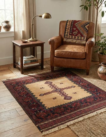 3' 3 x 3' 8 Hand Knotted Balouch Persian Wool Square Rug