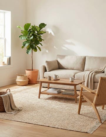 White and Natural Handmade Braided Jute Rug