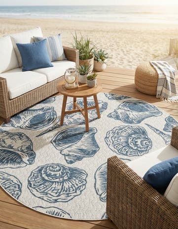 7' 10 x 7' 10 Easy-Clean Coastal Indoor / Outdoor Round Rug