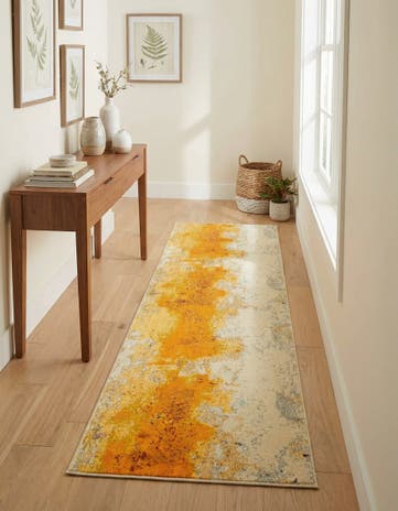Yellow Washable Hyacinth Runner Rug