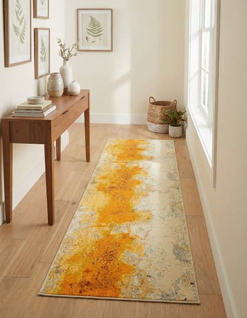 Yellow Washable Hyacinth Runner Rug