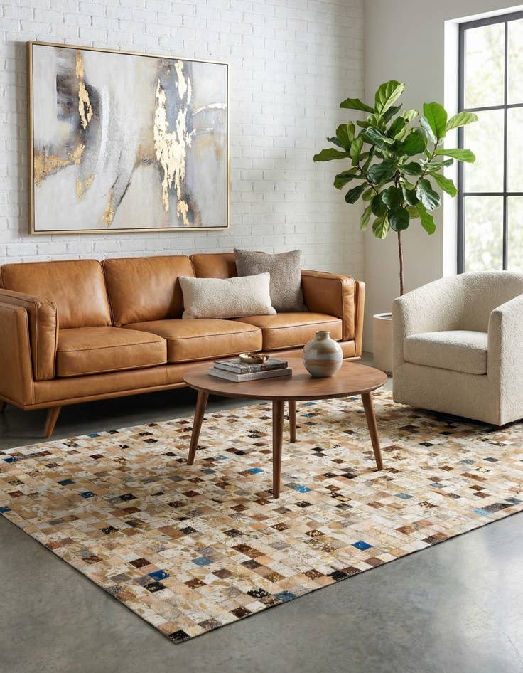 Detail image of 4' 1 x 5' 11 Cowhide - Patchwork Rug