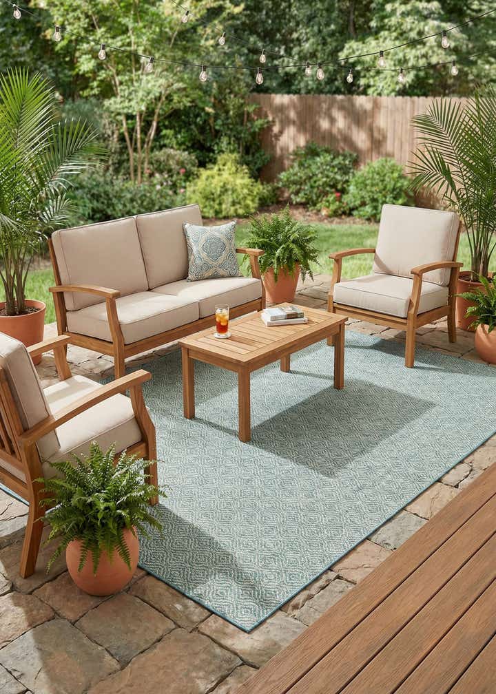 7' 10 x 11' Easy-Clean Trellis Indoor / Outdoor Rug