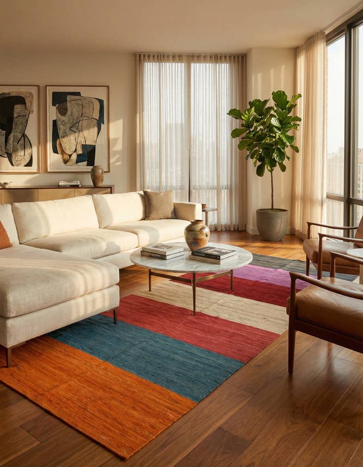 Detail image of 5' x 13' 4  Hand Woven Kilim Modern Wool Runner Rug