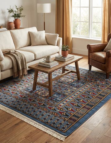Blue Bokhara Square Rug