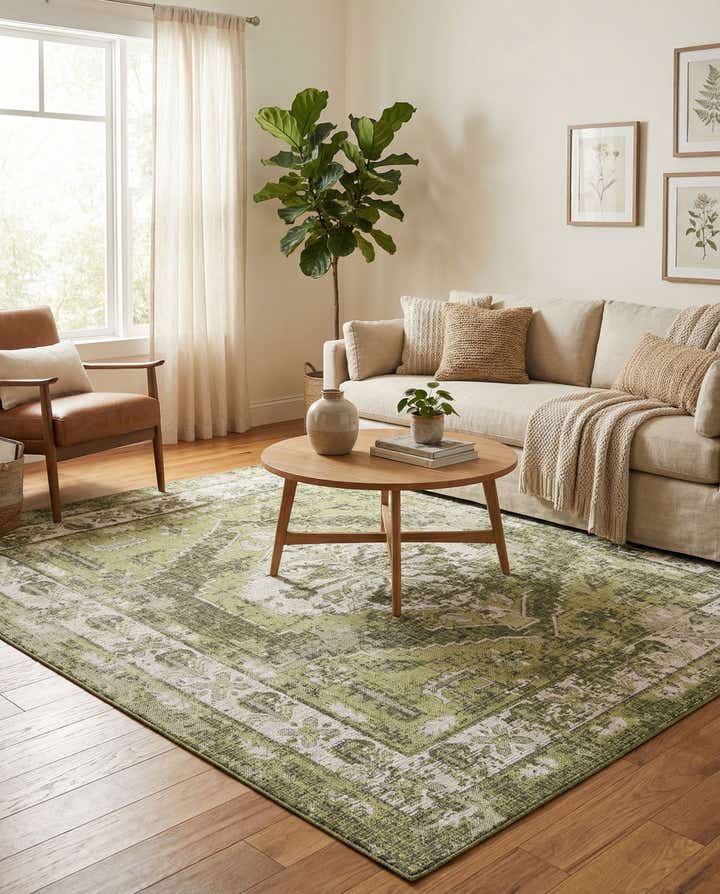 7' 10 x 7' 10 Easy-Clean Traditional Indoor / Outdoor Square Rug