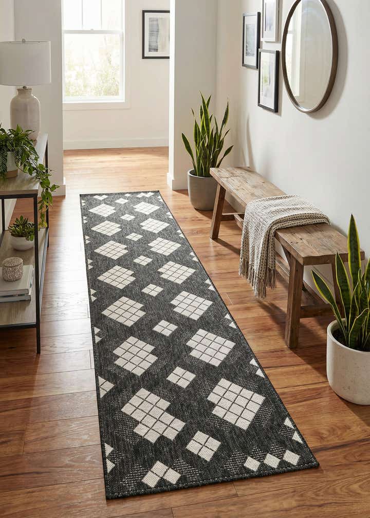 2' 7 x 12' Easy-Clean Modern Indoor / Outdoor Runner Rug