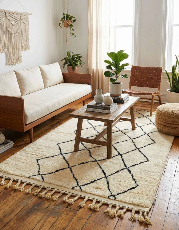 Detail image of 4' 11 x 8' 4  Hand Knotted Moroccan Wool Rug