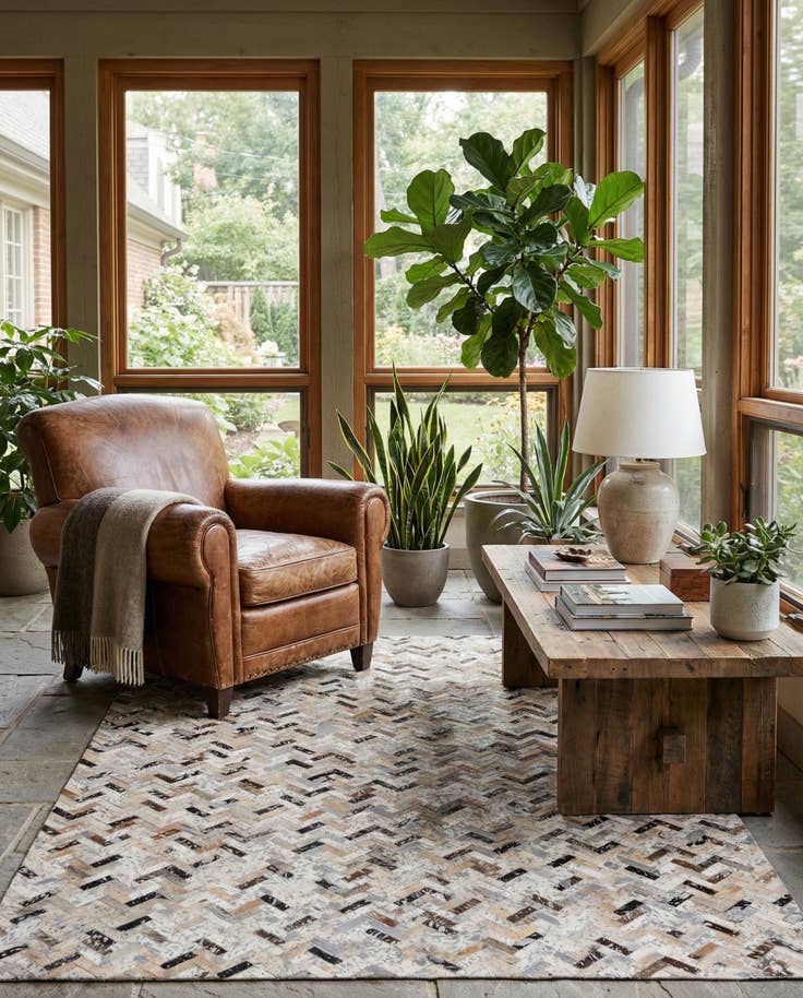 Detail image of 5' 4 x 7' 6 Cowhide Stocks Rug