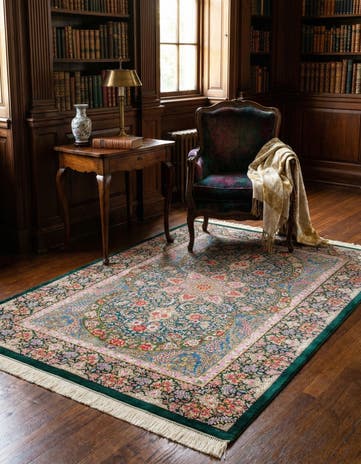 3' 4 x 4' 11 Ghom Silk Rug