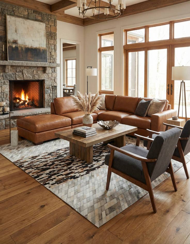 Detail image of  5' x 8' Cowhide Leather Rug