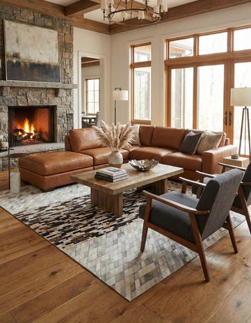 5' x 8' Cowhide Leather Rug