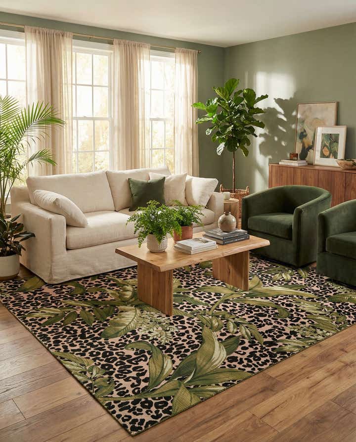 7' 10 x 11' Easy-Clean Botanical Indoor / Outdoor Rug