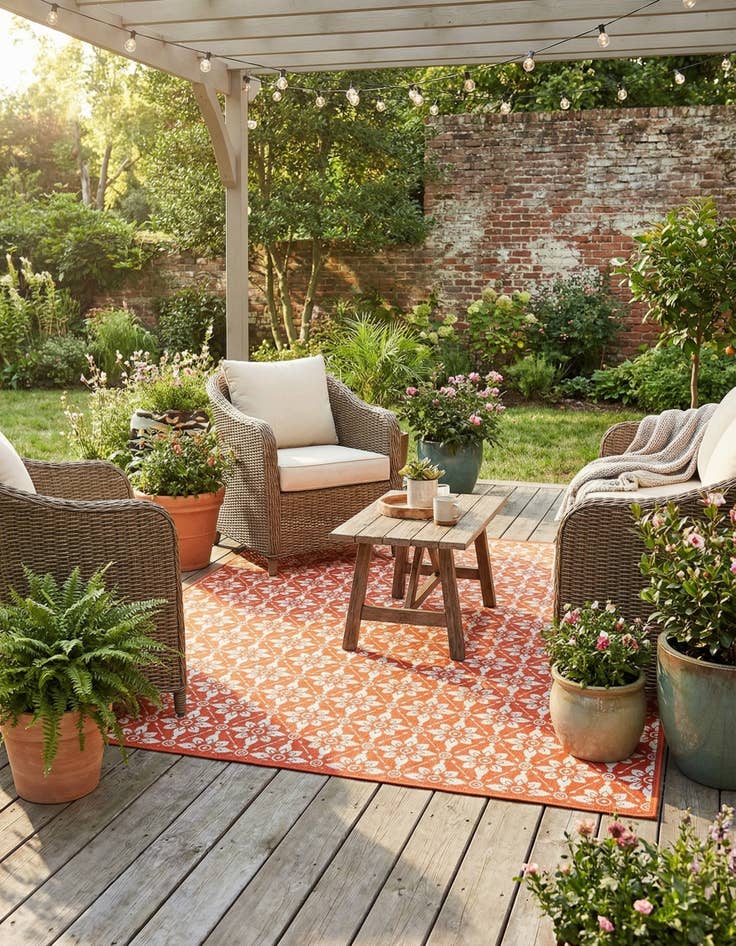 Detail image of  9' x 12'  Washable Lattice Indoor / Outdoor Rug