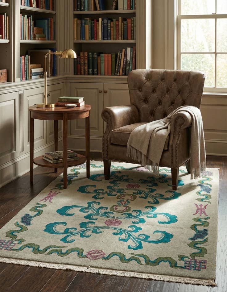 Detail image of  4' 2 x 6'  Hand Knotted Tibet Wool Rug