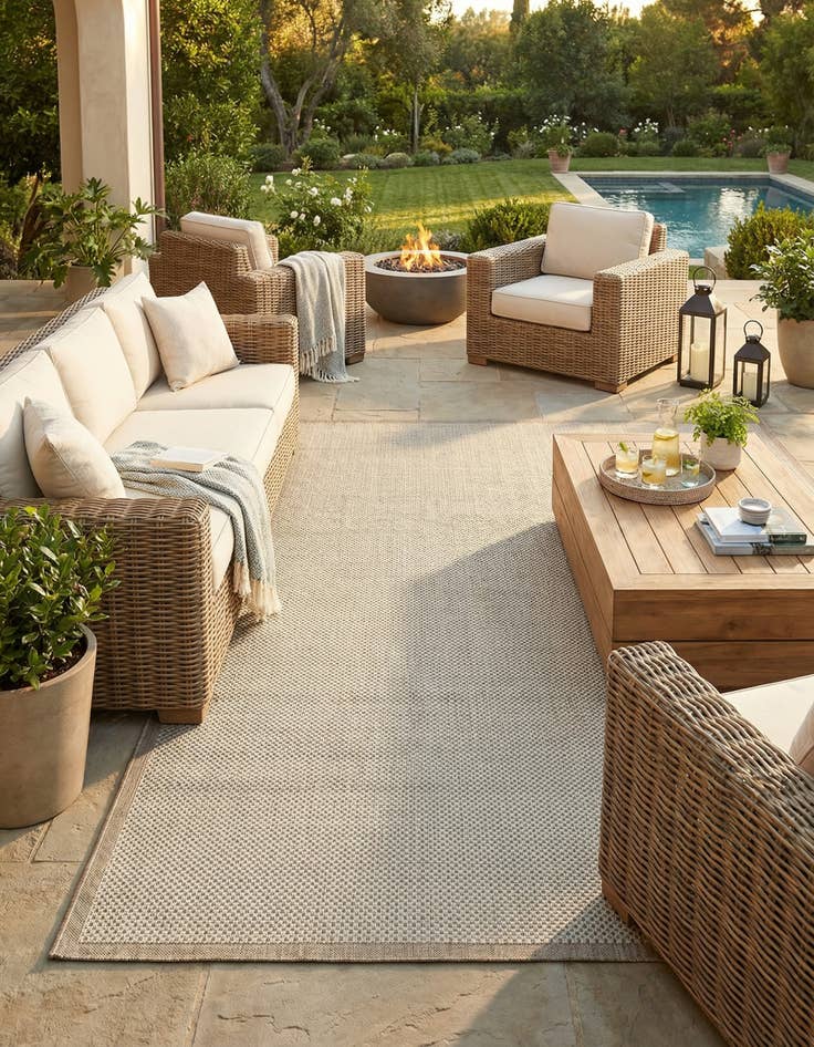 Detail image of 10' x 14'  Washable Border Indoor / Outdoor Rug
