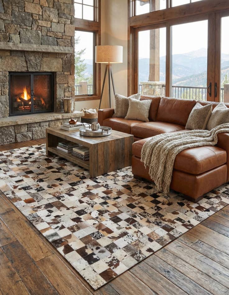 Detail image of  8' x 10' Cowhide Leather Rug