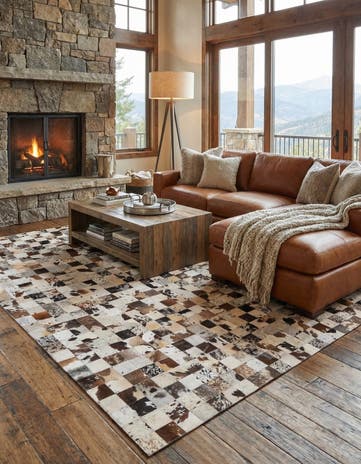 8' x 10' Cowhide Leather Rug
