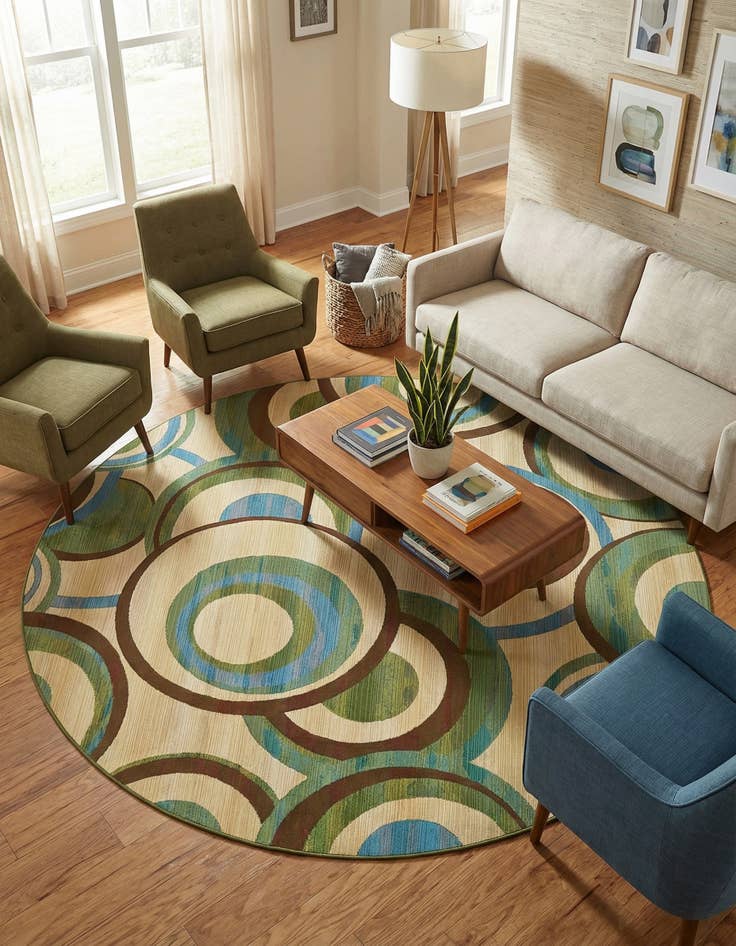 Detail image of 8' x 8' Easy-Clean Modern Indoor / Outdoor Round Rug