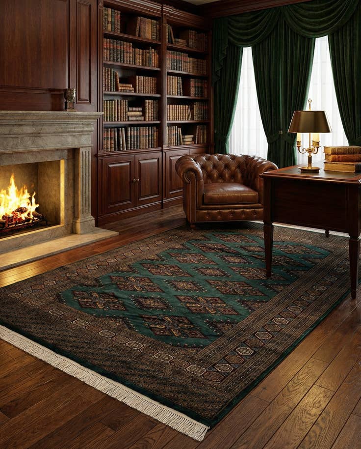 Detail image of 6' 3 x 9' 8 Hand Knotted Bokhara Oriental Wool Rug