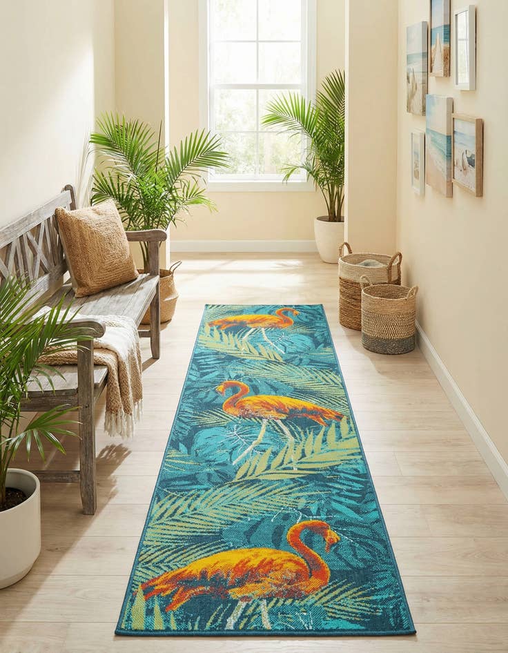 Detail image of  2' 7 x 10'  Washable Coastal Indoor / Outdoor Runner Rug