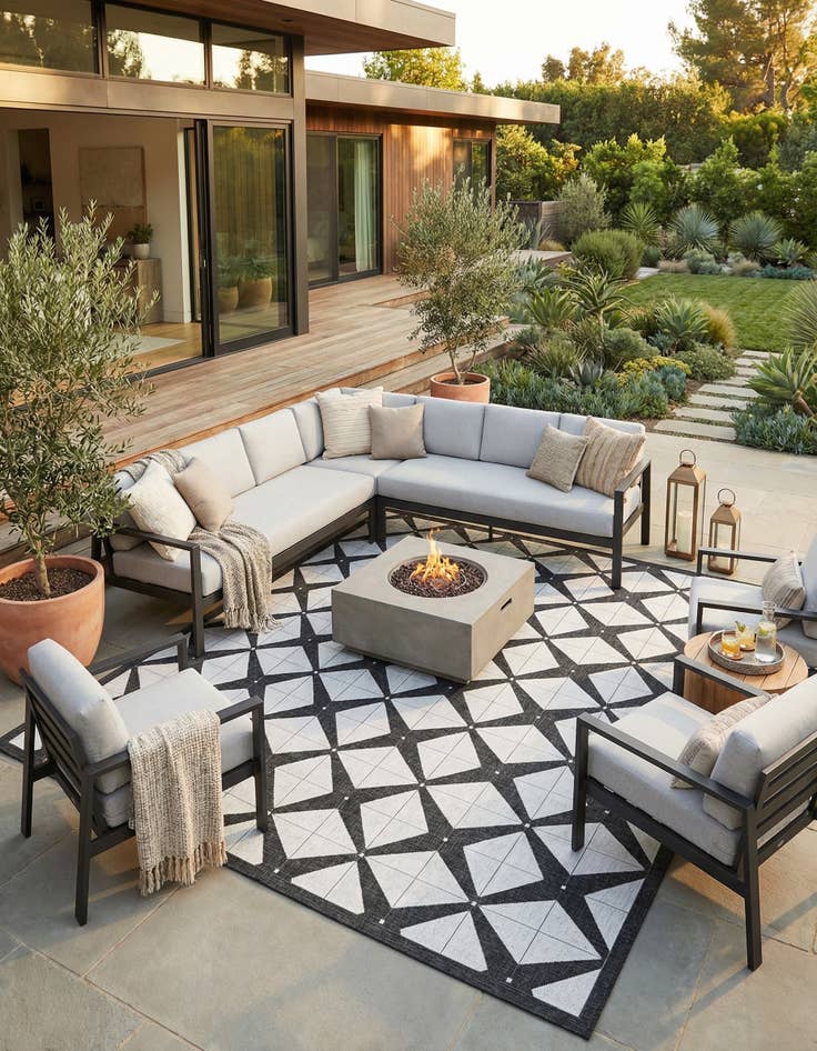 Detail image of 13' x 13' Easy-Clean Modern Indoor / Outdoor Square Rug