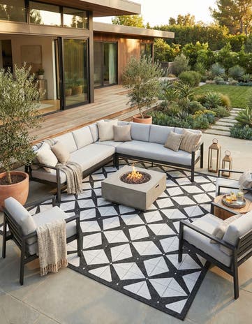 13' x 13' Easy-Clean Modern Indoor / Outdoor Square Rug