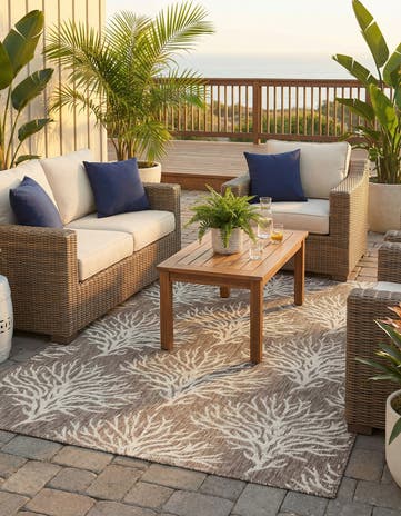 5' 3 x 7' 8 Easy-Clean Botanical Indoor / Outdoor Rug