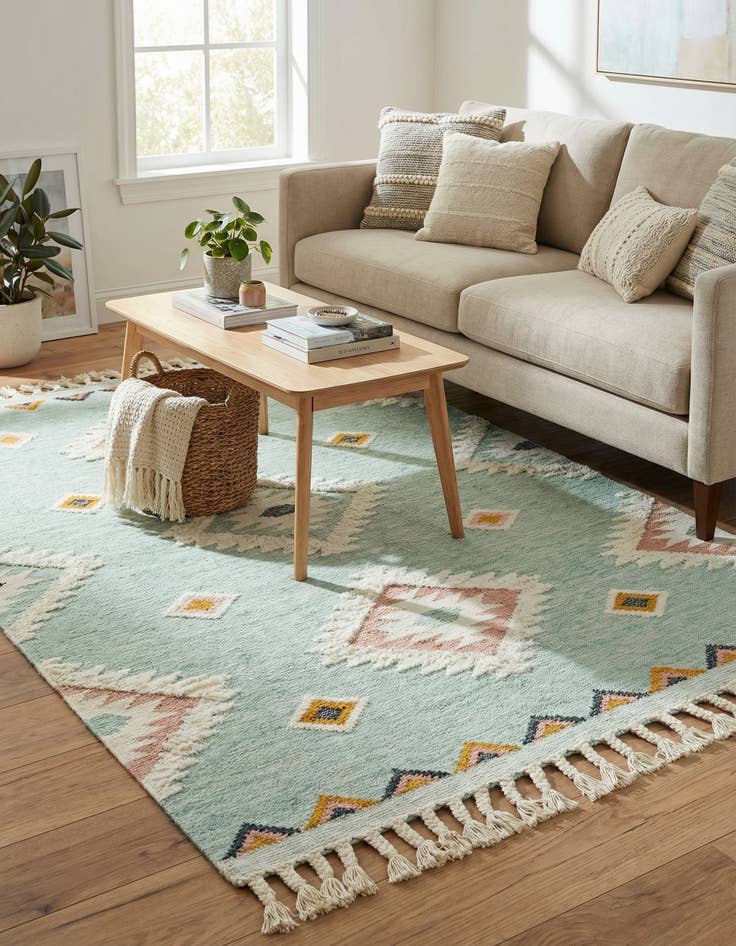 Detail image of  6' 1 x 9'  Hand Woven Arizona Wool Rug