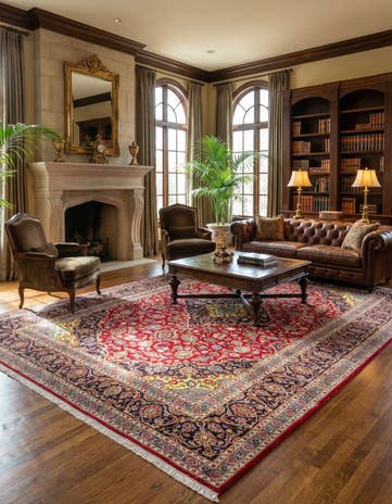9' 5 x 13' Hand Knotted Kashan Persian Wool Rug