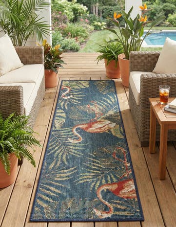 Navy Blue Easy-Clean Baja Indoor / Outdoor Runner Rug