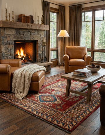 4' 3 x 6' 1 Hand Knotted Kazak Wool Rug