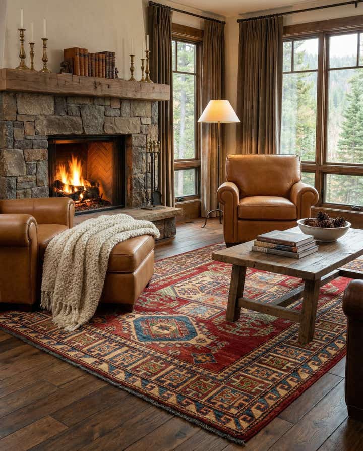 4' 3 x 6' 1 Hand Knotted Kazak Wool Rug