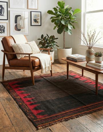 3' 10 x 4' 2 Hand Woven Kilim Modern Wool Square Rug