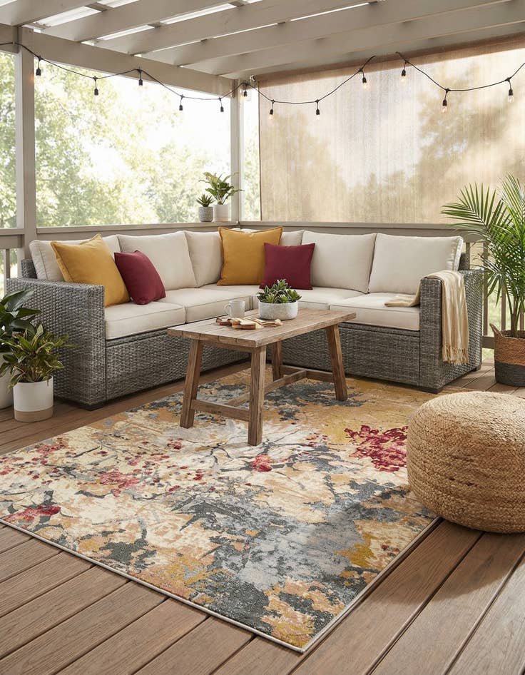 Detail image of 6' x 9'  Washable Modern Indoor / Outdoor Rug