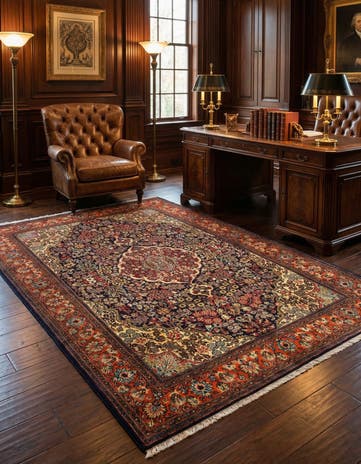 4' 9 x 7' Hand Knotted Qom Persian Rug
